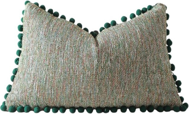 Inyahome Boho Kissenbezüge aus Samt mit Pompon in Grün, B/H: 45 x 45 cm - Bild 1