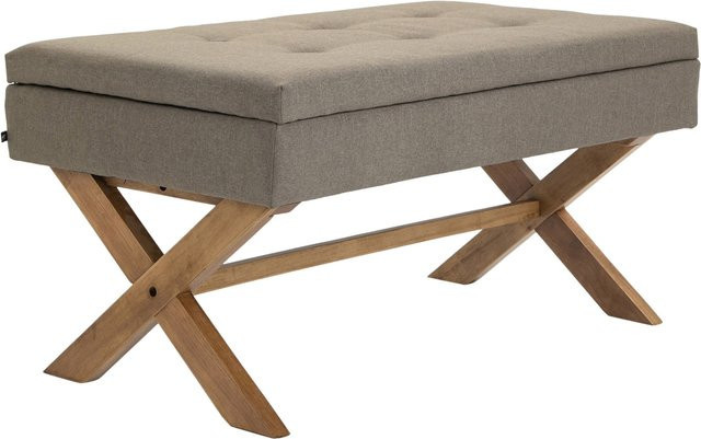 TPFLiving Sitzbank Nero in Beige aus Stoff mit Holzgestell, B/T/H: 136 x 57 x 51 cm - Bild 1
