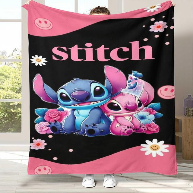 ZbrOne Kawaii S-Stich Cartoon Flanelldecke, ultraweiche Plüschdecke für Kinder, Mehrfarbig, B x H: 75 x 90 cm - Bild 1
