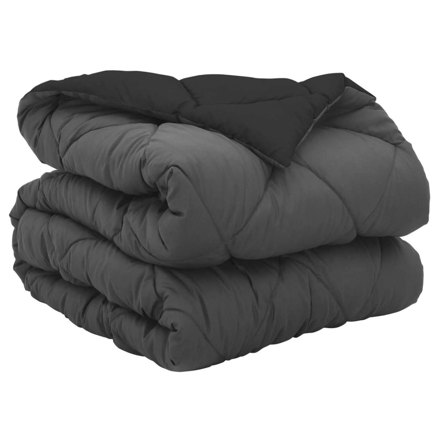vidaXL Ganzjahresbettdecke aus Polyester-Mikrofaser in Schwarz und Anthrazit, B/H: 135 x 200 cm - Bild 2