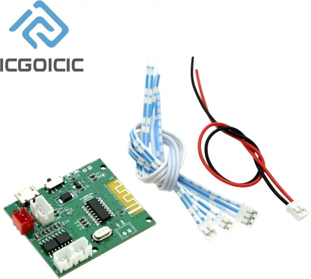 Audiomodul mit Stereo-BLE-Verstärker in Grün für DIY-Lautsprecher-Bausätze mit 3W+3W Ausgang, Micro-USB-Stromversorgung und 3,7V Batterieeingang - Bild 1