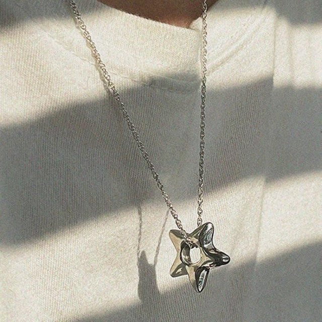 Halskette Stern, Kupfer, Silber, Unisex - Bild 1