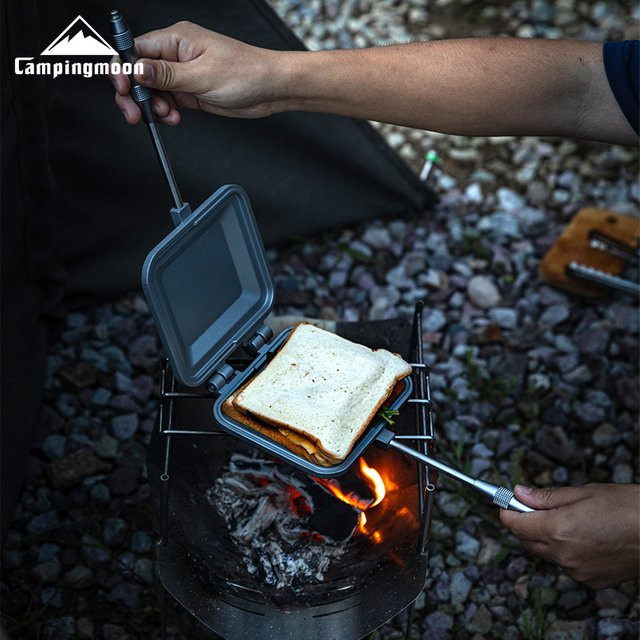 CAMPINGMOON TT-1315 Doppelseitige Antihaft-Sandwich-Toast-Klemme aus Metall für Camping und Frühstück - Bild 1