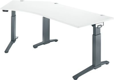 Schäfer Shop Genius ERGOSTYLE S Schreibtisch, elektrisch höhenverstellbar, 135°, C-Fuß, weiß/anthrazit, B: 216,5 cm, T: 80 cm, H: 71,5-118,2 cm - Bild 1