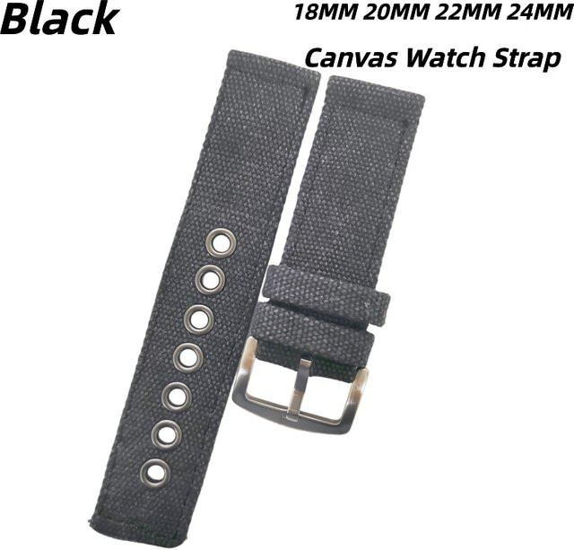 TONY Uhrenarmband Canvas, Schwarz, Edelstahl, Unisex - Bild 1
