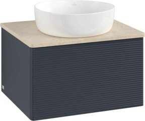 V&B Waschtischunterschrank Antao mit Frontstruktur und Beleuchtung, Blau lackiert, B/T/H: 60 x 36 x 50 cm - Bild 1