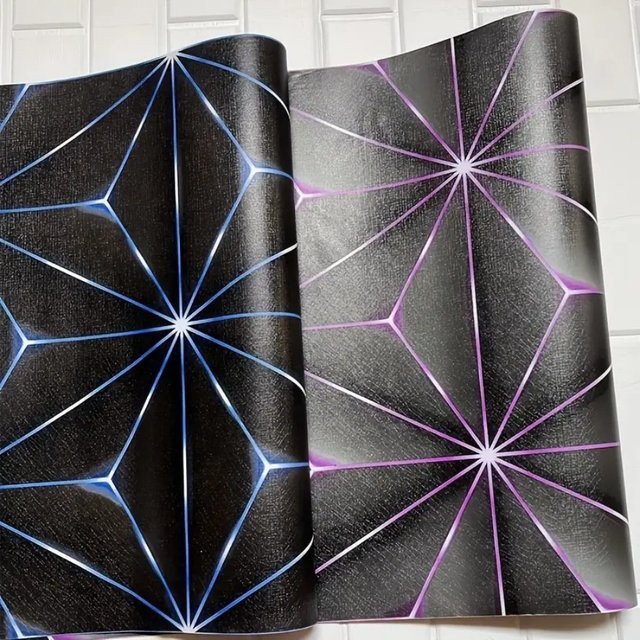 KADUO Selbstklebende 3D Vinyl-Tapete in Lila mit modernem geometrischem Design - Bild 1