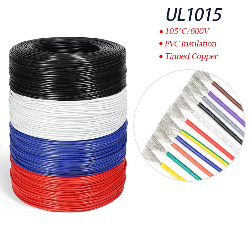 UL1015 Elektrokabel mit PVC-Isolierung aus verzinntem Kupfer für DIY Lampenbeleuchtung, verschiedene AWG-Stärken, Farben: Weiß oder Mehrfarbig - Bild 3