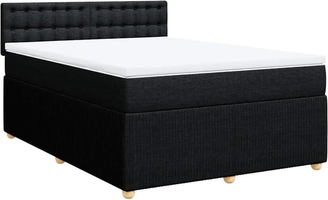 vidaXL Boxspringbett mit Matratze Schwarz B/T/H: 140 x 200 x 100,5 cm - Bild 1