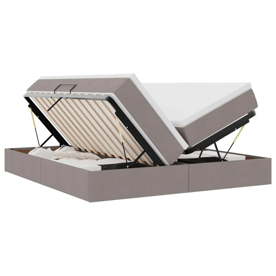 vidaXL Aufbewahrungsbett mit Matratze in Taupe und Grau aus Polyester und Metall mit Lift-up-Basis B/T/H: 200 x 200 x 204 cm - Bild 2