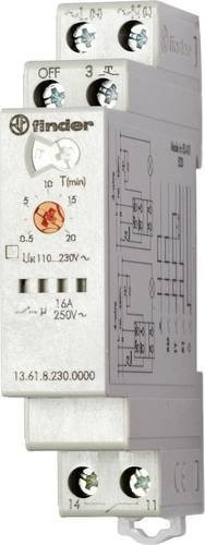 Finder Multifunktionales Zeitrelais 13.61.8.230.0000 Elektronisch, 230 V/AC, Zeitbereich: 30 s - 20 min, 1 Schließer, Grau - Bild 1