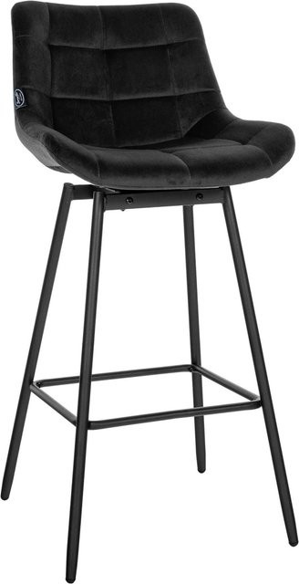 DELUKE Barhocker VISEN Barstuhl aus Samt in Schwarz mit Lehne und Drehsitz, B/T/H: 49 x 56 x 105 cm - Bild 1