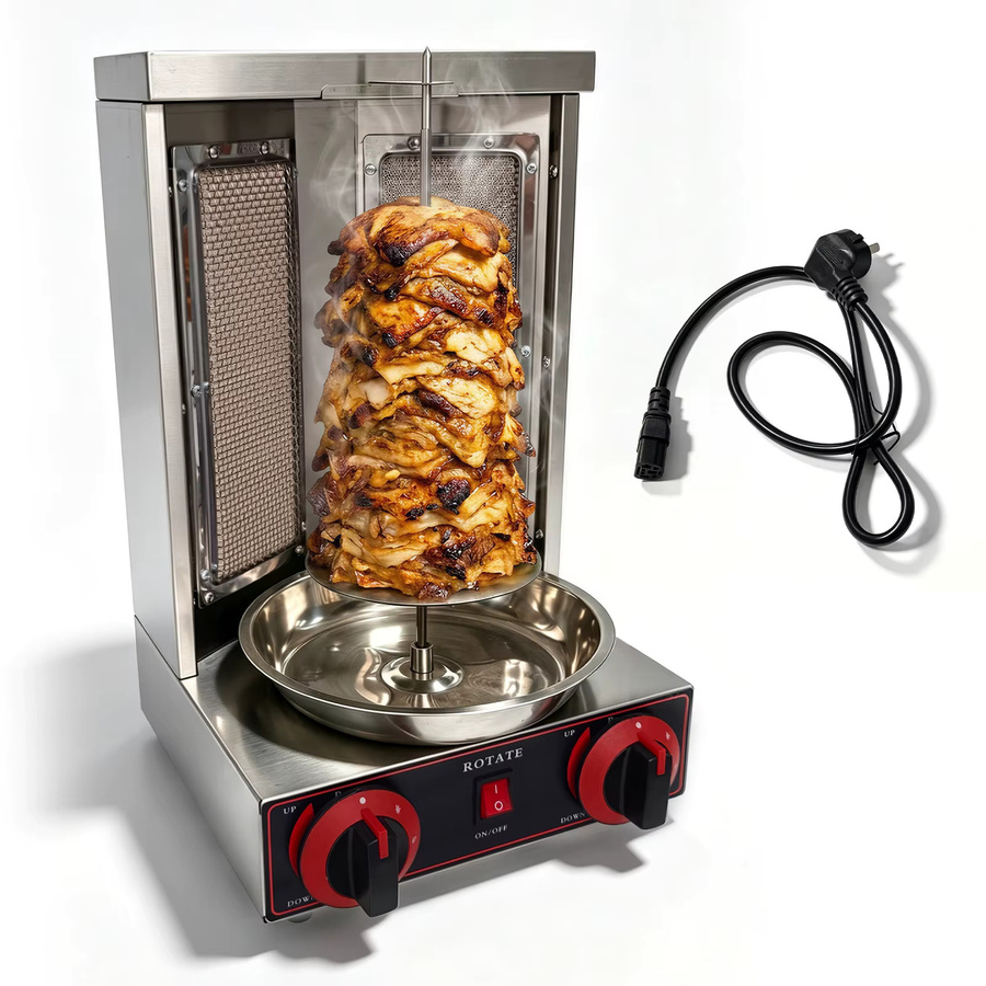 Podofo LPG Gasgrill mit 2 Infrarot-Brennern und 360-Grad-Drehfunktion, vertikaler BBQ-Grill in Silber - Bild 8