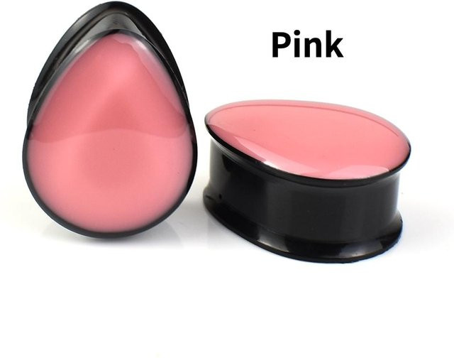 JIAPEIJIA Ohr Gauge Tunnel Plugs, Acryl, Wassertropfen Form, rosa, 10mm - Bild 1