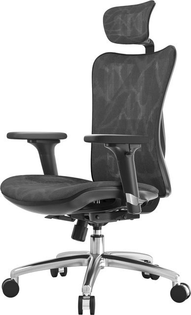 SIHOO M57 Ergonomischer Bürostuhl in Schwarz mit 3D-Armlehnen, Kopfstütze und verstellbarer Lendenwirbelstütze - Bild 1