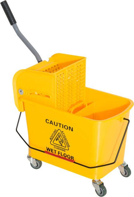 HOMCOM Putzwagen mit Presse und 2 Kammern, 20 Liter, Gelb, B/H/T: 63 x 67 x 27 cm - Bild 1