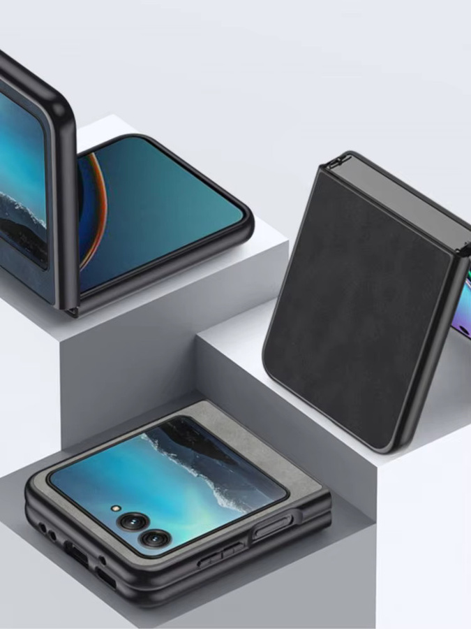 Einfarbige Business Leder Handyhülle für Motorola Razr 40, Razr 50 und Razr 60 Ultra mit harter PC-Rückseite in Blau - Bild 5