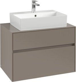V&B Waschtischunterschrank Collaro mit Waschtisch und LED-Beleuchtung, grau, B/T/H: 80 x 54,8 x 50 cm - Bild 1