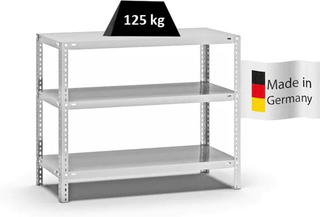PROREGAL Fachbodenregal Light-Duty mit 3 Ebenen, beidseitig nutzbar, Lichtgrau, H x B x T: 80 x 100 x 40 cm - Bild 1