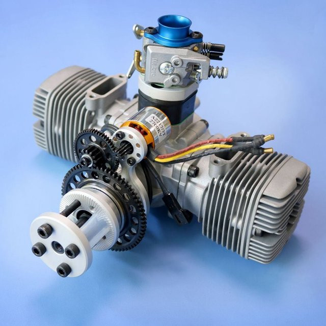 NGH GTT70 2-Takt 2-Zylinder-Benzinmotor, mit Elektrostarter, für RC-Flugzeuge - Bild 1