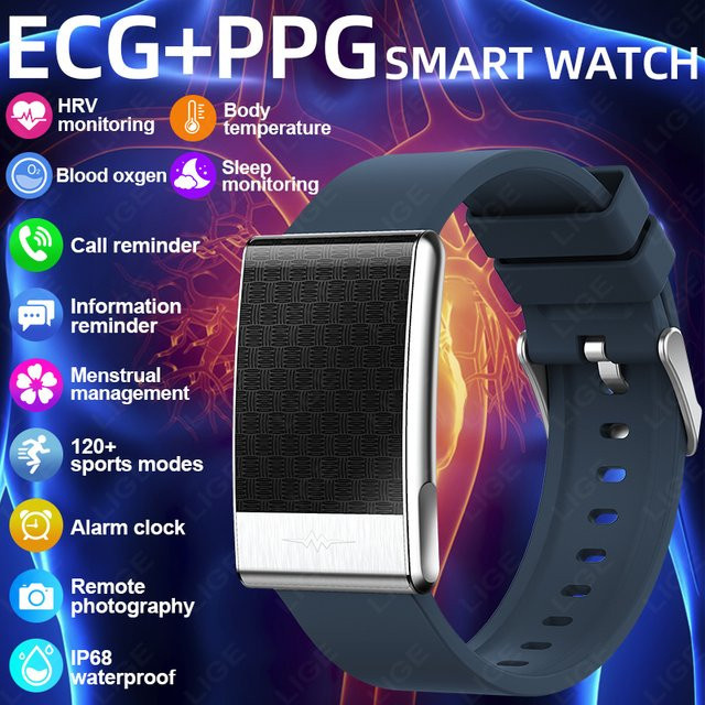 LIGE Smart-Armband ohne Bildschirm mit EKG, PPG, Herzfrequenz, Blutdruck, Stressmessung und Temperaturanzeige, wasserdicht, Unisex Fitness Tracker mit SOS-Funktion - Bild 1