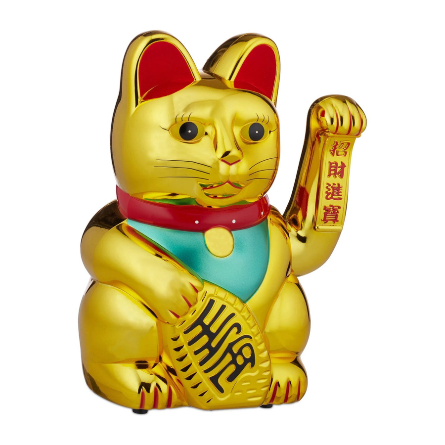 Relaxdays Winkekatze aus Kunststoff in Gold, batteriebetrieben, B/T/H: 48 x 33 x 24 cm - Bild 2