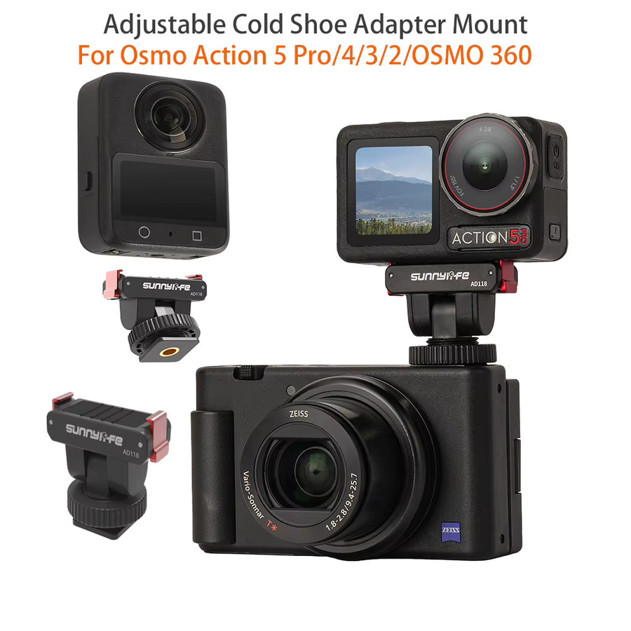 DJI Magnetischer Cold Shoe Mount verstellbarer Adapter für OSMO Action 3, 4, 5 Pro und OSMO 360 in Schwarz - Bild 6
