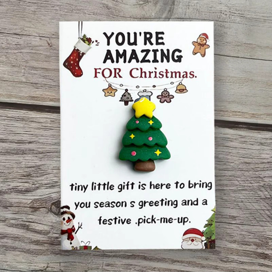 10 Stück Weihnachts-Mini-Umarmelkarten mit bunten Harzornamenten in Herzform als Grußkarten und Weihnachtsgeschenke - Bild 3