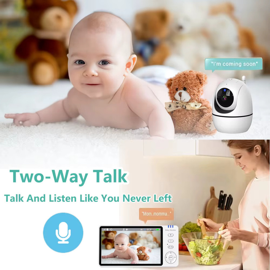 Cdycam Babyphone mit 5,0 Zoll Display, Video Nanny mit 720P HD Kamera, Nachtsicht, Temperaturanzeige und 2-Wege-Audio in Weiß - Bild 2