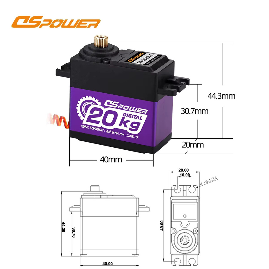 DSpower Digitaler wasserdichter Servomotor, Metall, Schwarz, Zubehör - Bild 4