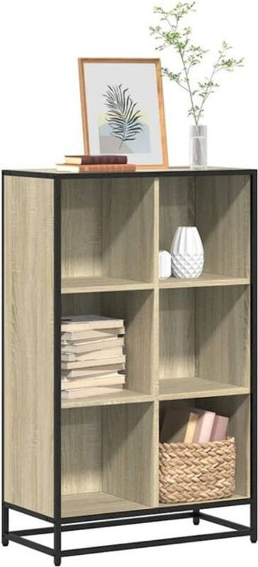 Vidaxl Bücherregal in Eiche Natur und Braun aus Holzwerkstoff und Metall, B/T/H: 65,5 x 33 x 107,5 cm - Bild 1