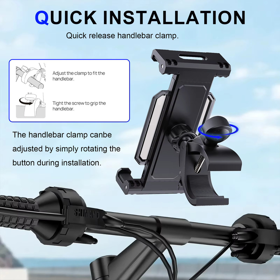 xnyocn Universeller Halter für Fahrrad, Motorrad und Kinderwagen für Tablets und Smartphones von 4 bis 13 Zoll, Schwarz - Bild 5