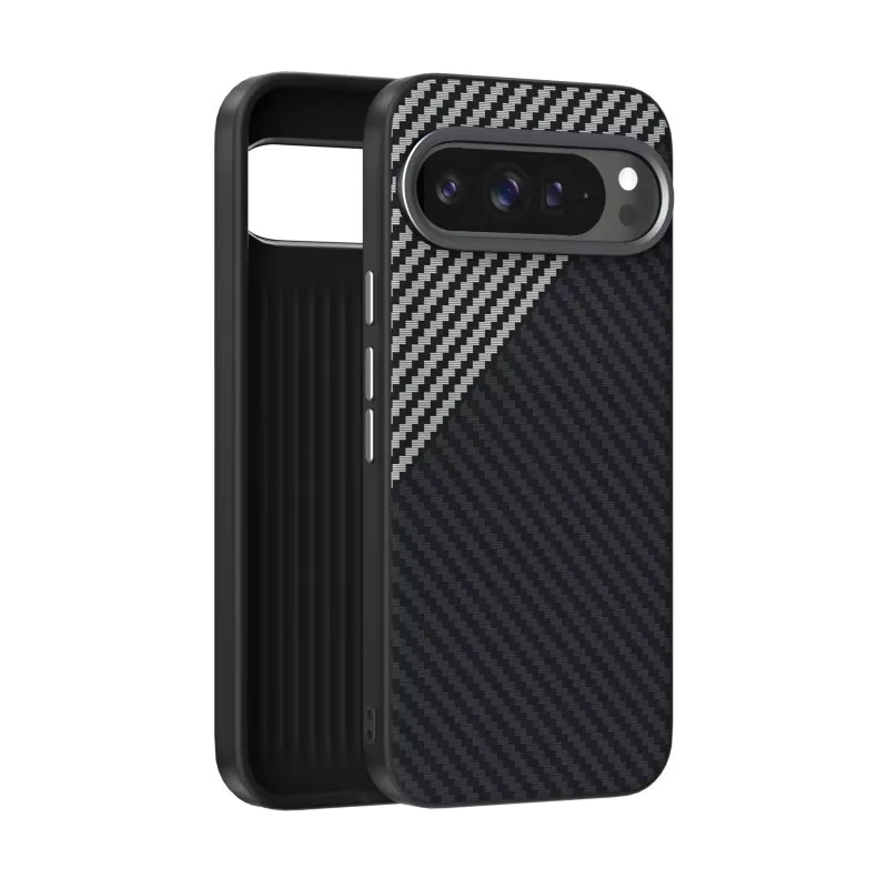 Google Slim Schutzhülle aus Kevlar und Carbonfaser für Google Pixel 10 sowie 9 Pro XL in Schwarz mit magnetischer Ladefunktion und stoßfestem Design - Bild 2