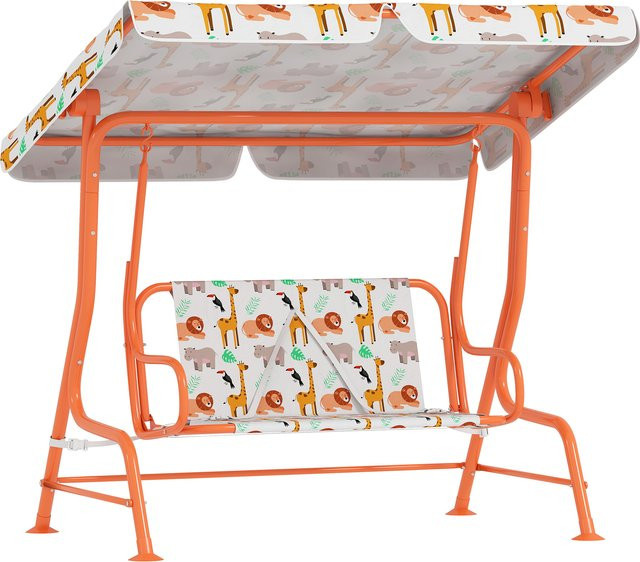 Aosom Kinderschaukel 2-Sitzer, Orange, max. 60 kg - Bild 1
