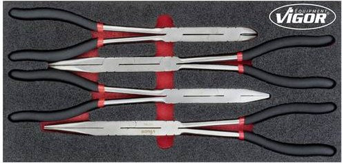 Vigour Doppelgelenk-Zangen-Set V4995, 4-teilig, rot/silber - Bild 1