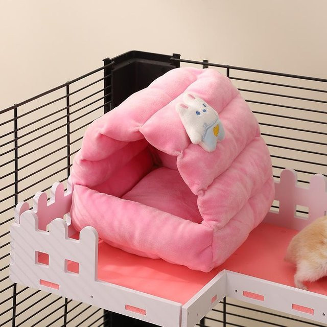 Yiran Furniture Hamsternest aus Vlies in Pink als warmes und weiches Kleintierbett für Meerschweinchen und Eichhörnchen - Bild 1