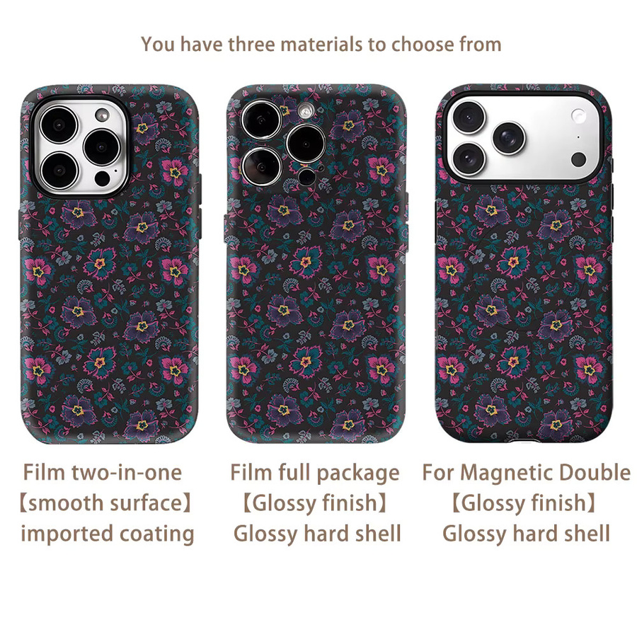Potdemiel Midnight F-Floral Robuste Handyhülle mit Magnetfunktion für iPhone 17 16 15 14 13 Pro Max Plus, Mehrfarbig - Bild 2