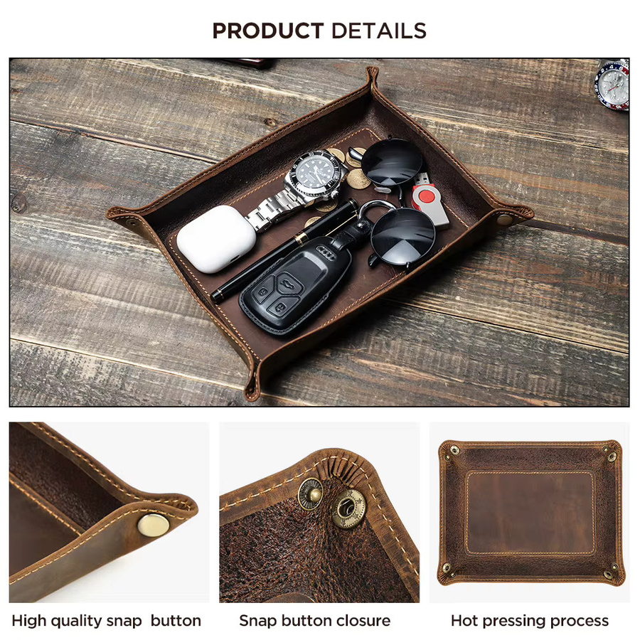 Faltbarer Ablage-Organizer aus braunem Crazy-Horse-Leder für Kosmetik, Schmuck und Kleinteile - Bild 4