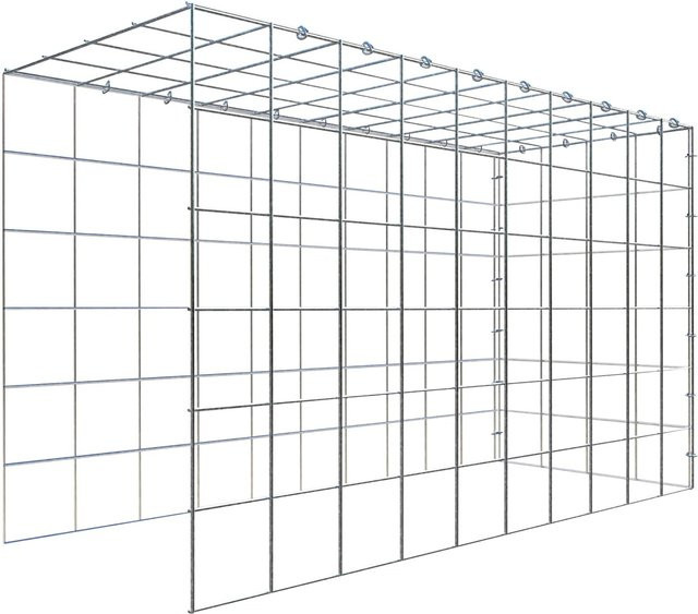 Gabiona C-Ring Anbaukorb Typ 4 in Silbergrau, Maschenweite 10 x 10 cm, B/T/H: 60 x 100 x 40 cm - Bild 1