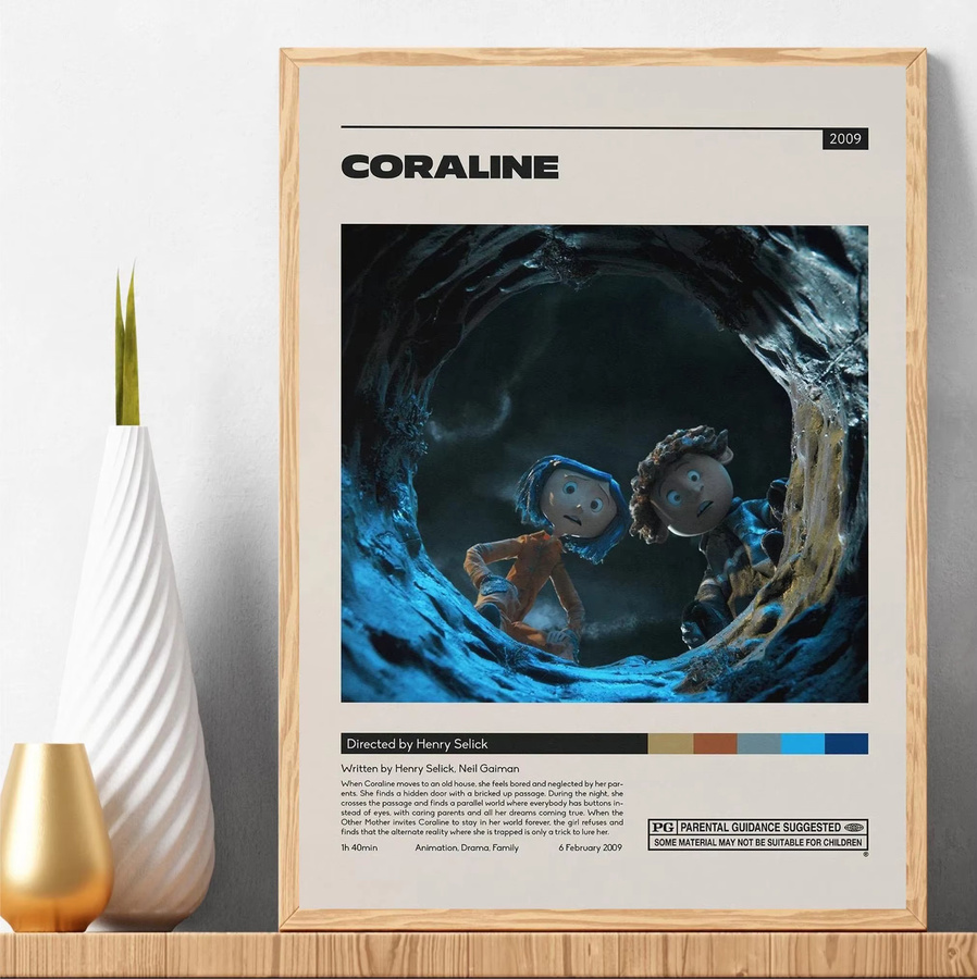 Potdemiel Coraline Retro Leinwand Poster Wandkunst Mehrfarbig - Bild 3