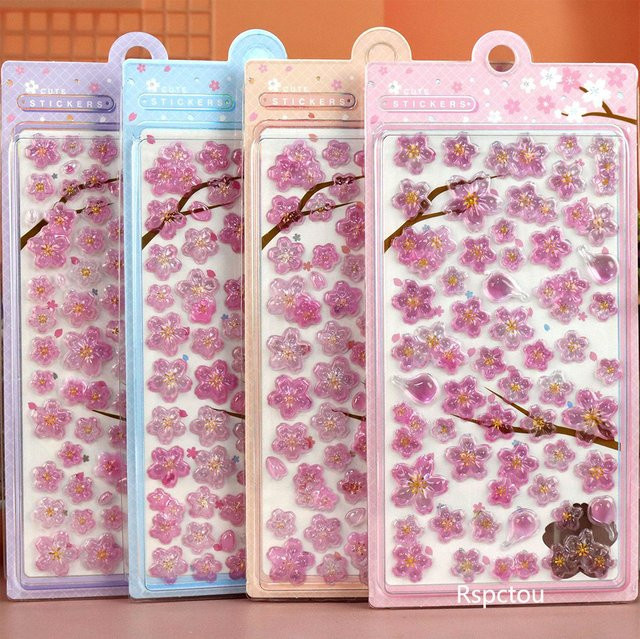 Rspctou Sakura 3D Kristall-Aufkleber, Rosa, Resin - Bild 1