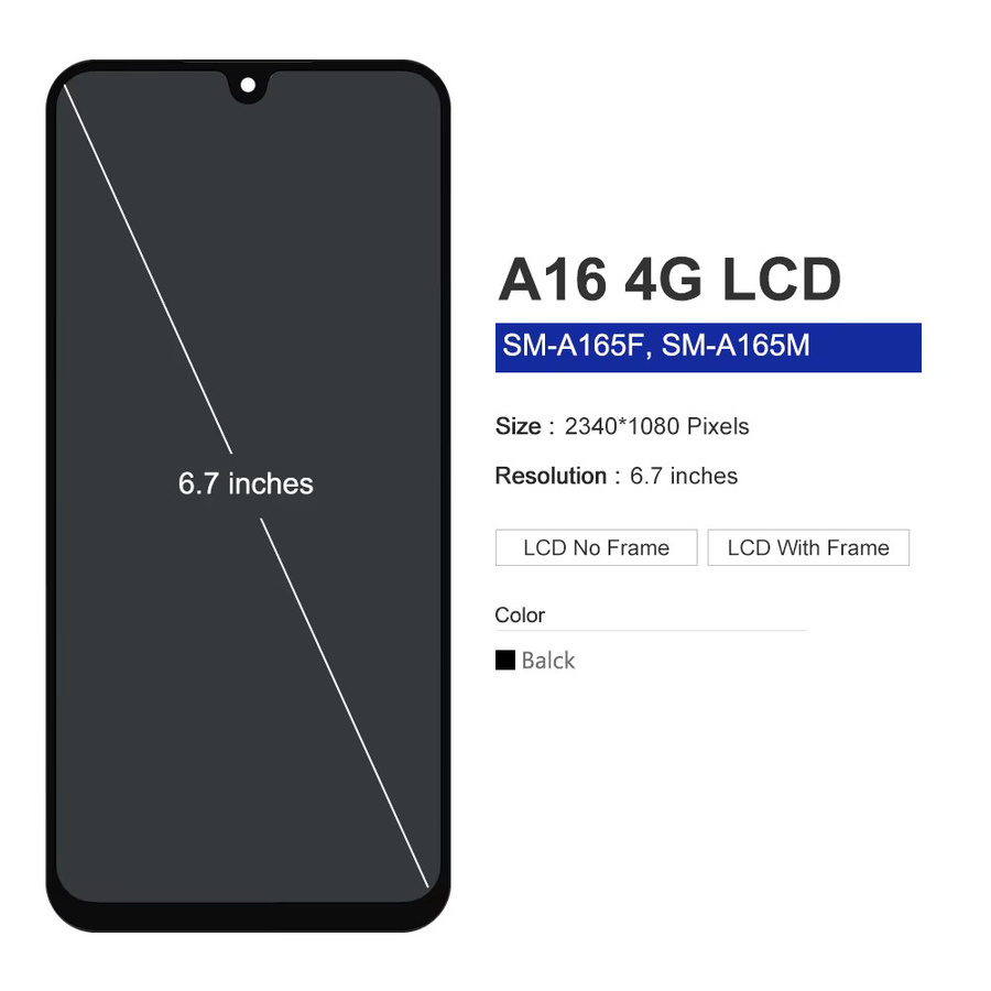 Samsung AMOLED Display Ersatz mit Touchscreen für Galaxy A16 4G/5G in Schwarz (Kompatibel mit A16 A165F A165M A166B A166P A166E) - Bild 2