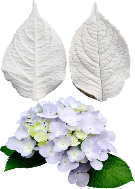 Byjunyeor Silikonform Hortensienblatt in Weiß für Fondant, Schokolade und Gumpaste zum Dekorieren von Kuchen und Backwerk - Bild 1