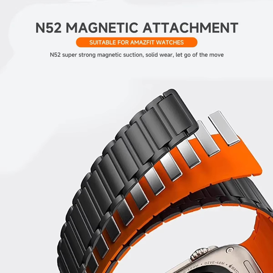 OAKCHARM Sport Silikon Magnetband in Schwarz für Huami Amazfit T-Rex, T Rex Pro, Trex 2 und Trex 3 Ersatz Armband - Bild 2