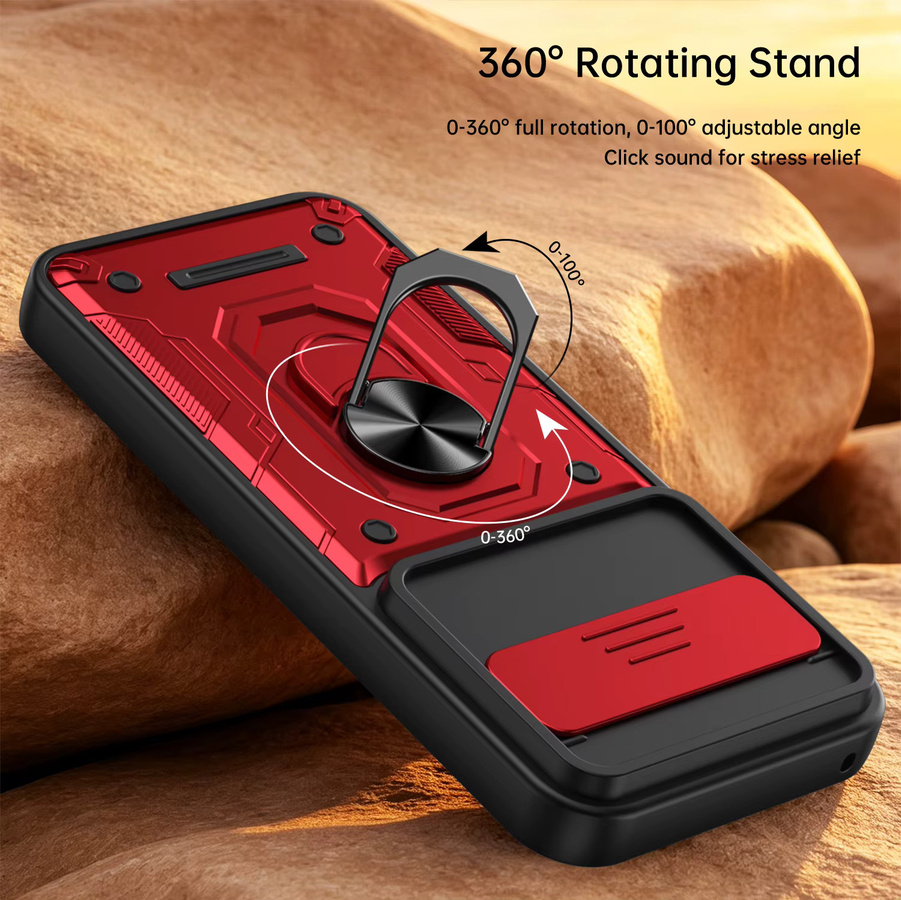 Stoßfeste Handyhülle mit Schiebe-Kameraabdeckung und drehbarem Ringständer in Blau für Google Pixel 10 Pro, 11 Pro, 10 und 11 Pro XL mit Magnetfunktion - Bild 2