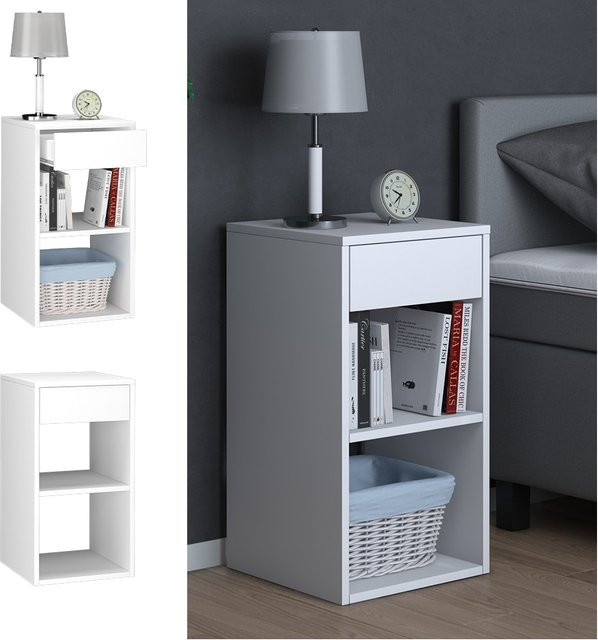Vicco Nachttisch Dany in Weiß als Beistelltisch und Nachtkommode für dein Schlafzimmer - Bild 1