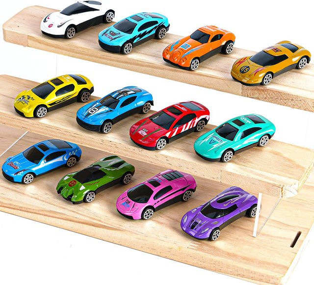 Linyi toy car Katapult Autos, Metalllegierung, 1:64, 12-teiliges Set, ab 0 Jahren - Bild 1