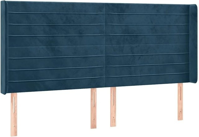 vidaXL Kopfteil mit Ohren aus Samt in Dunkelblau, B: 163 cm, H: 118 cm, T: 16 cm - Bild 1