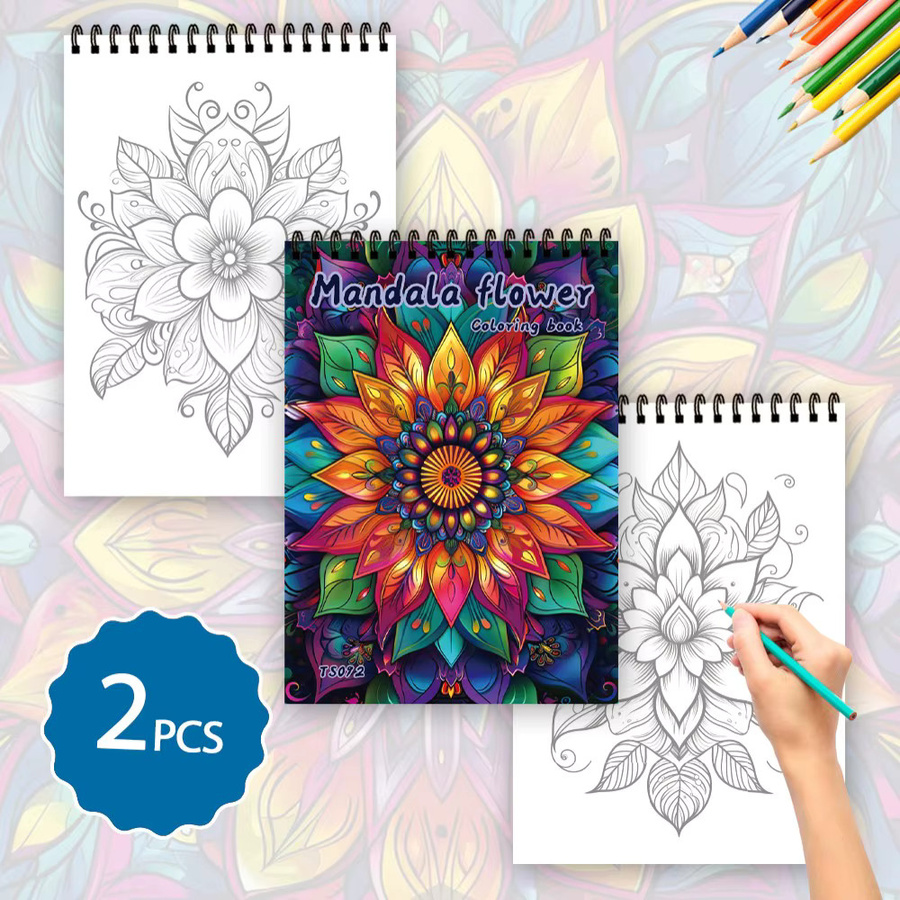 2-teiliges Mandala-Malbuch-Set für Erwachsene mit 30 einzigartigen Designs in Multicolour, Breite: 74,17 cm, Tiefe: 21,08 cm - Bild 3