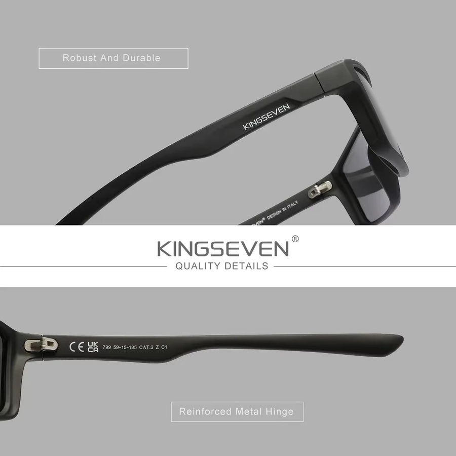 KINGSEVEN Sonnenbrille, Square, Vollrand, Kunststoff, Unisex - Bild 3